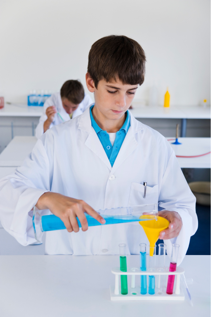 teen doing a science lab